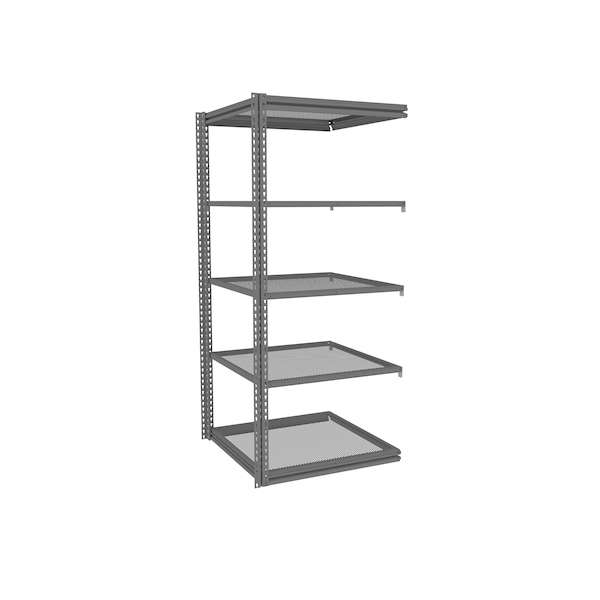Z-Line Shelving W/ Five Perf. Shlvs, Boltless, 36"Wx36"Dx84"H, Add-On, Gry